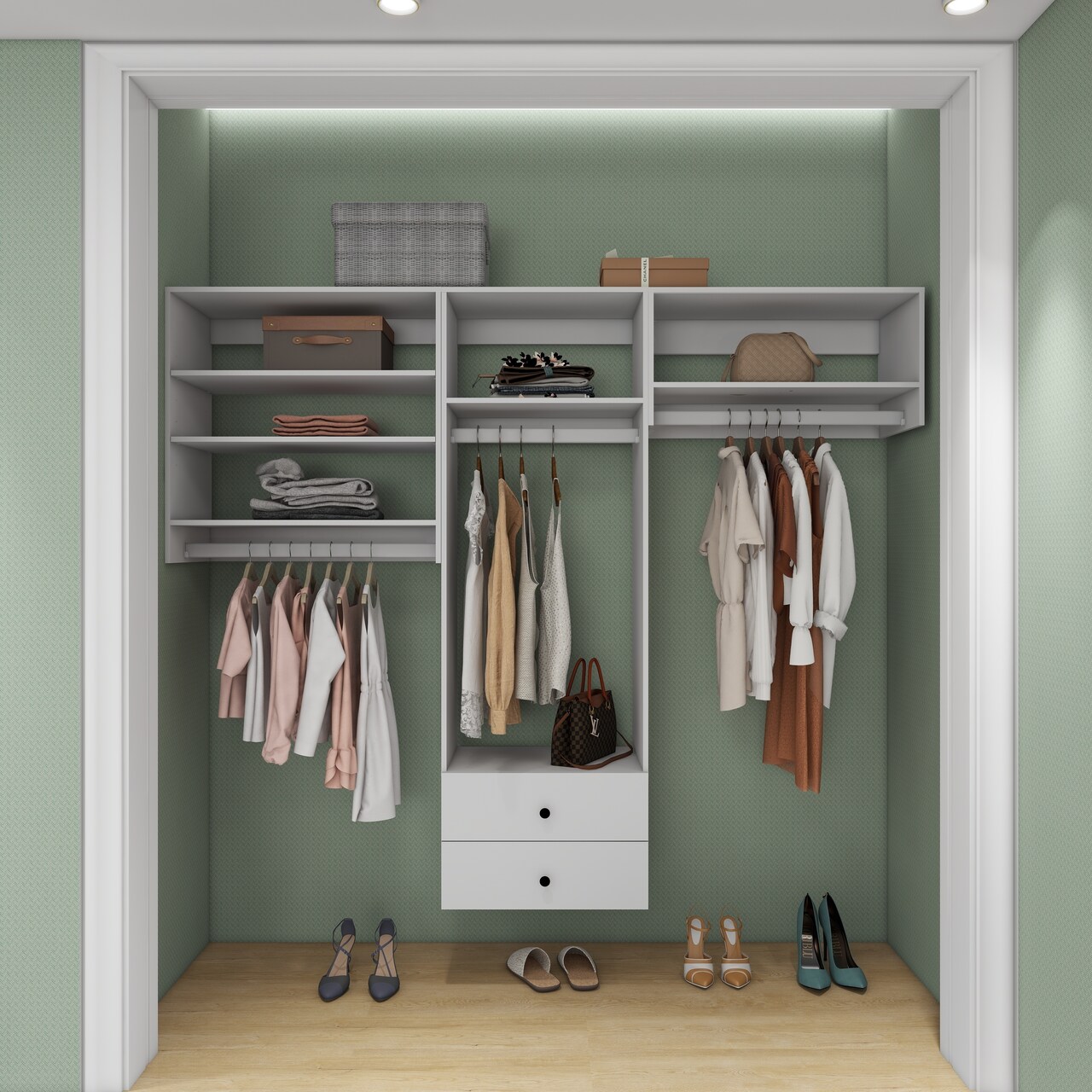 Livelylodge Modular Closet Storage System Freestanding Wall-Mounted Cabinet White